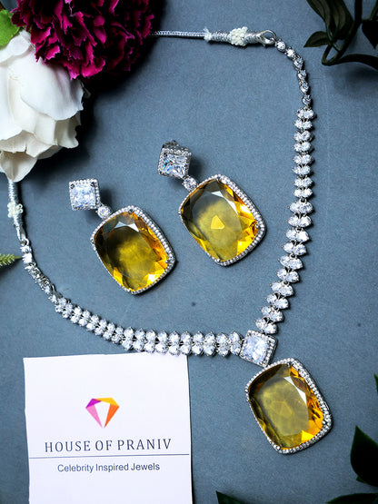 ISHITA YELLOW CITRINE STONE NECKLACE SET