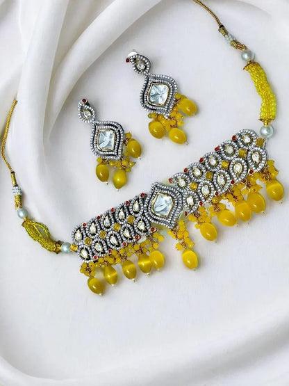 KAIRA YELLOW POLKI CHOKER SET