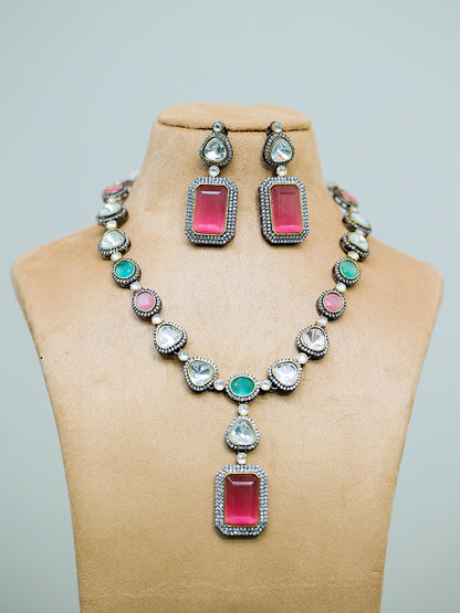 TAPSI DUAL COLOUR POLKI NECKLACE