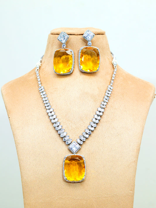 ISHITA YELLOW CITRINE STONE NECKLACE SET