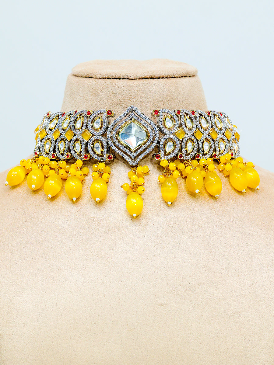 KAIRA YELLOW POLKI CHOKER SET