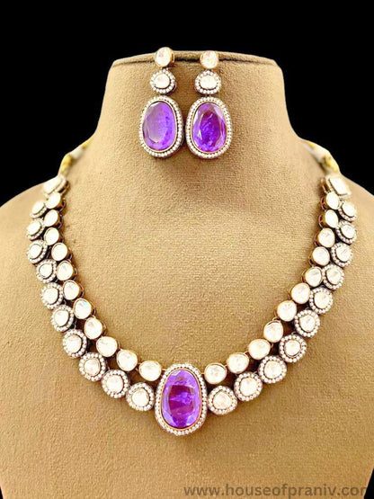 VIOLET KUNDAN NECKLACE SET