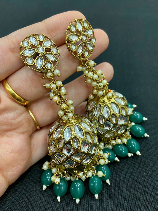 RISHA GREEN JHUMKIS