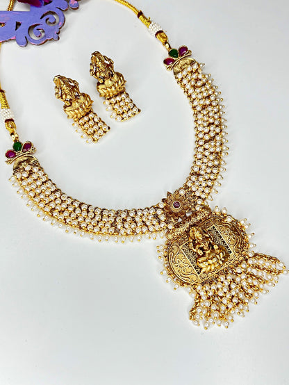 LAKSHMI WHITE PEARL TEMPLE JEWELLERY