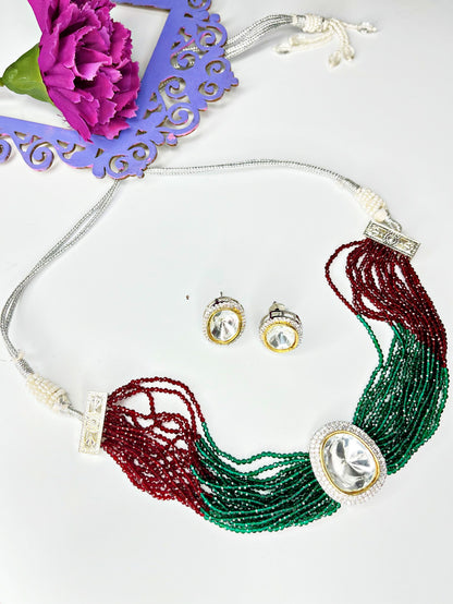 DIVYA EMERALD BEADS CHOKER SET