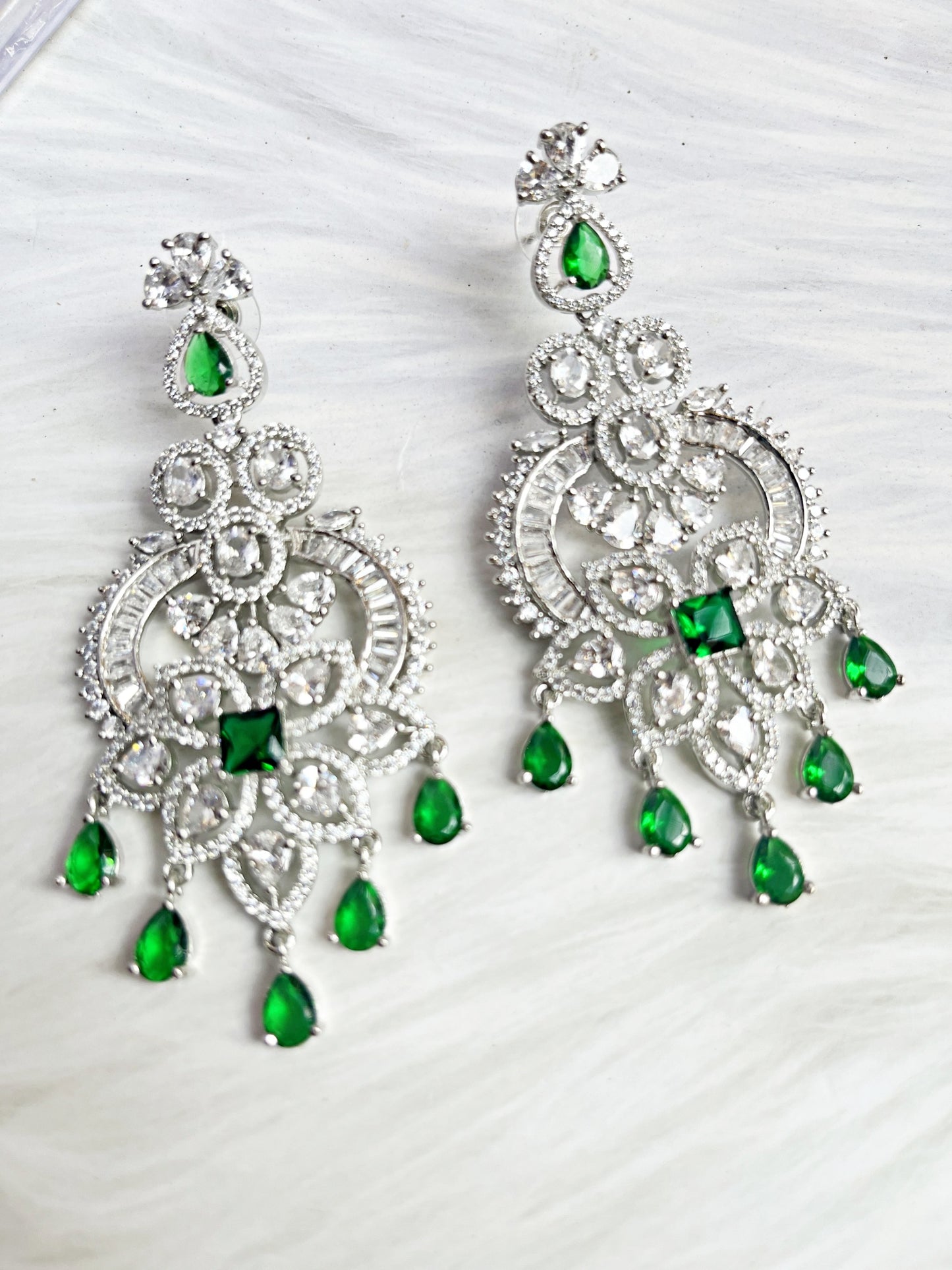 SNEHITA EMERALD ZIRCONIA DANGLERS