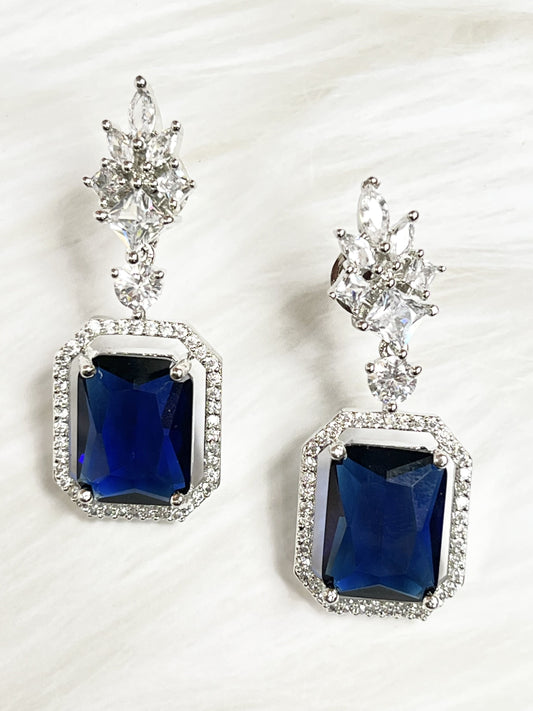 Navy Blue American Diamond Earring