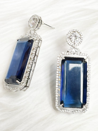navy blue american diamond earring