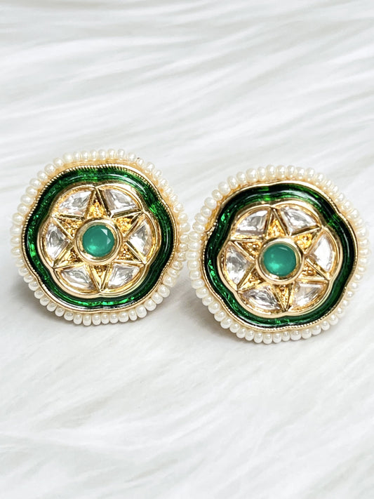 AAIRA GREEN KUNDAN STUDS