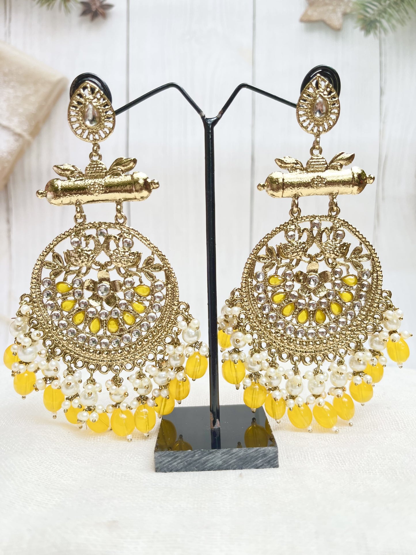 YELLOW CHAANDBALI EARRINGS