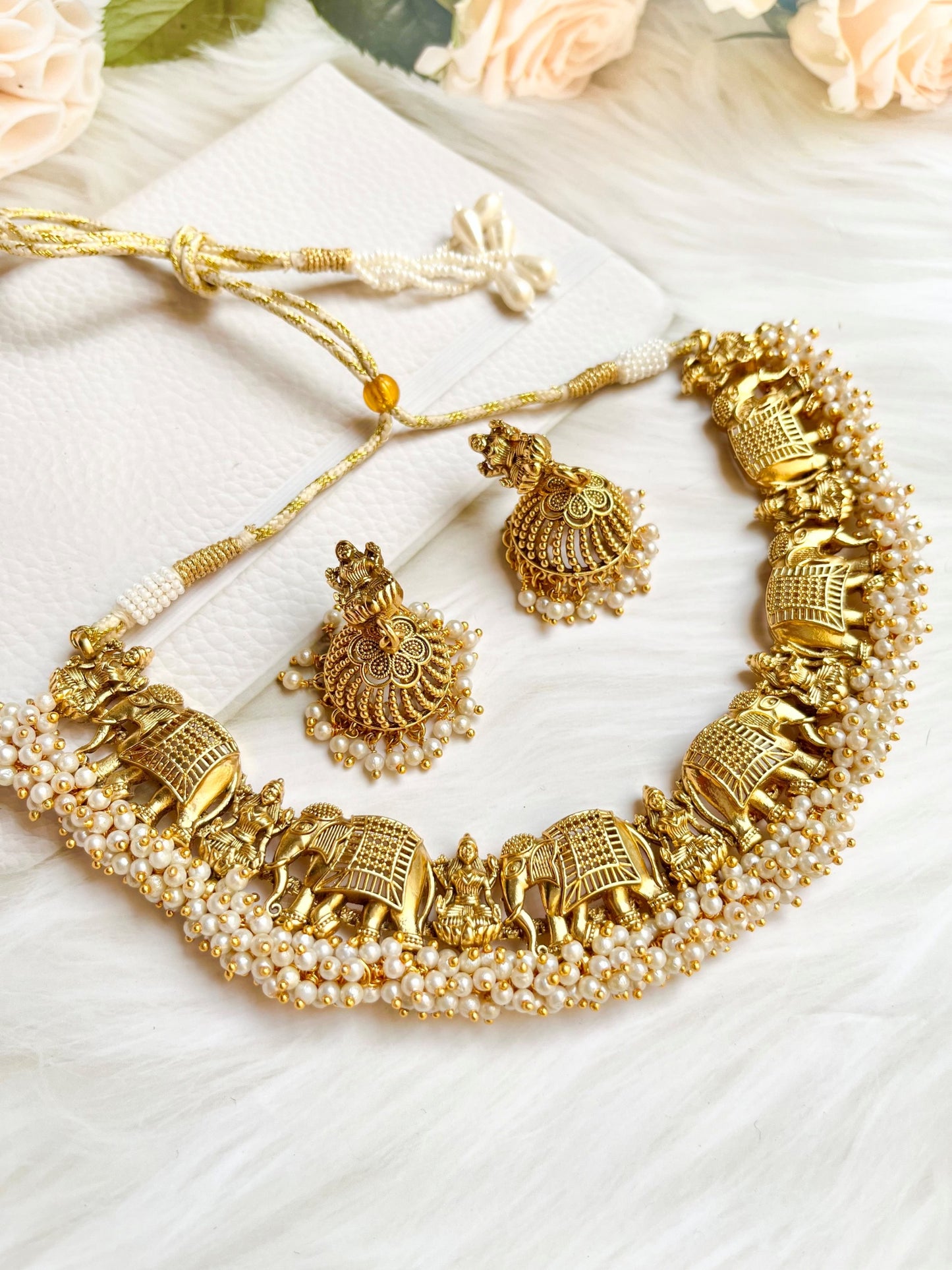 KIRUBA GOLD TEMPLE NECKLACE SET