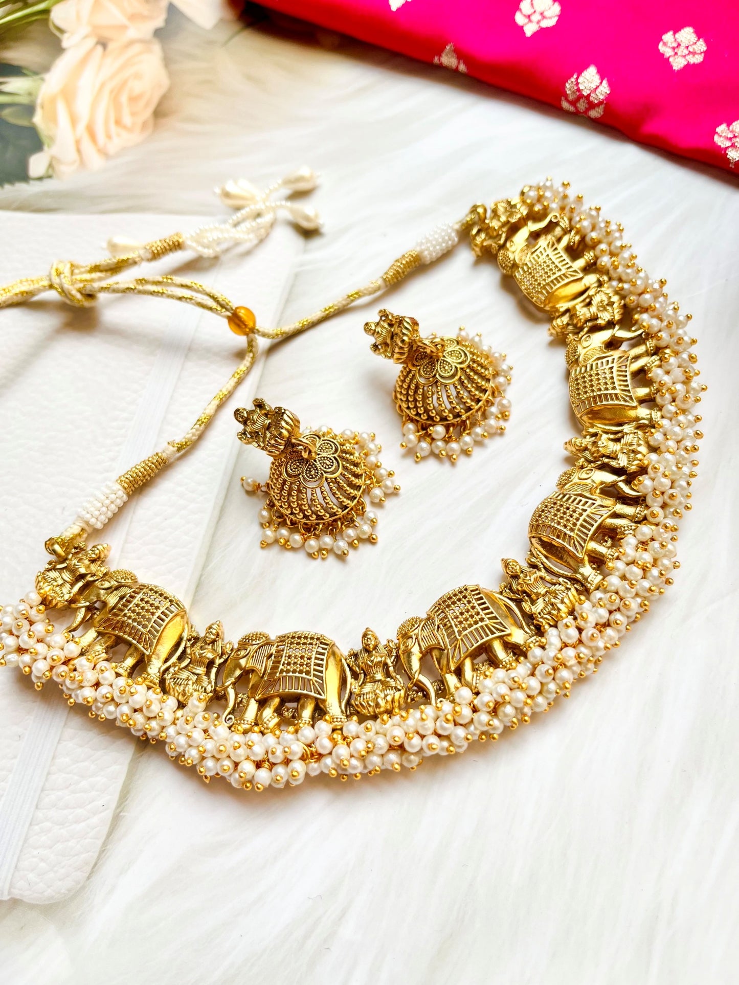 KIRUBA GOLD TEMPLE NECKLACE SET