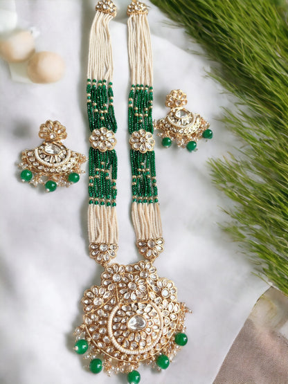 NAZREEN EMERALD KUNDAN JEWELLERY SET