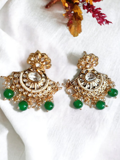 NAZREEN EMERALD KUNDAN JEWELLERY SET