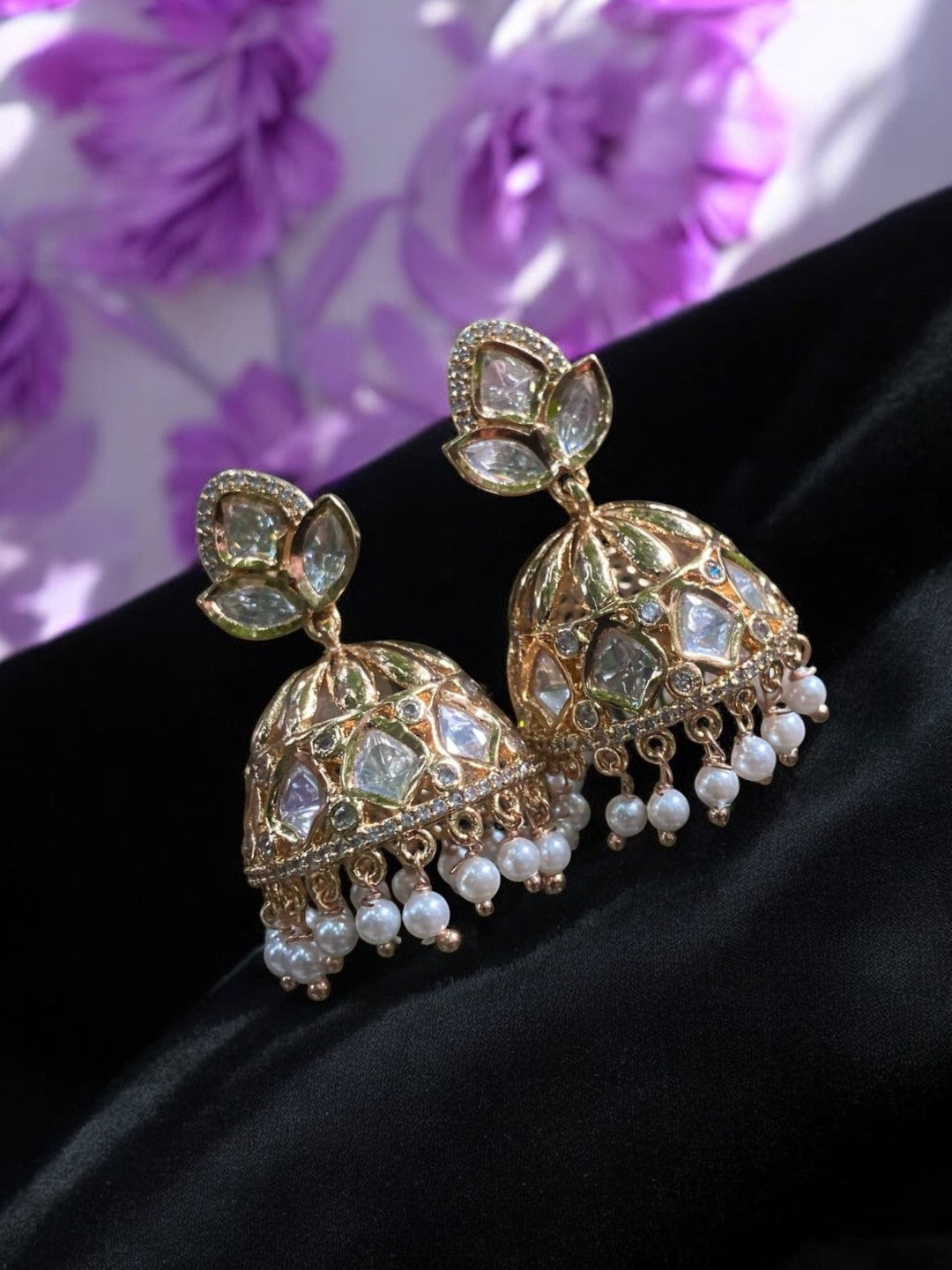 GOLD KUNDAN JHUMKI