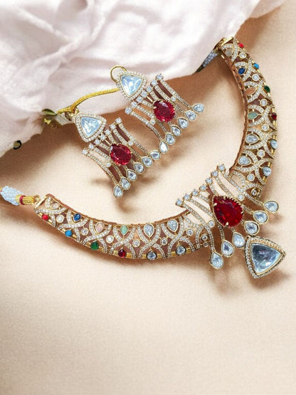 NEELA RUBY KUNDAN JEWELLERY SET