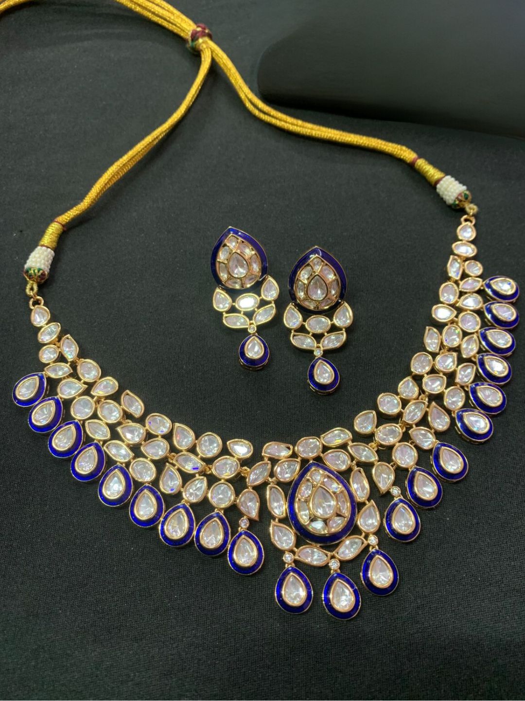 PRATHAM NAVY KUNDAN JEWELLERY SET