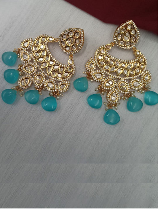 BLUE GEMSTONE KUNDAN CHANDBALI