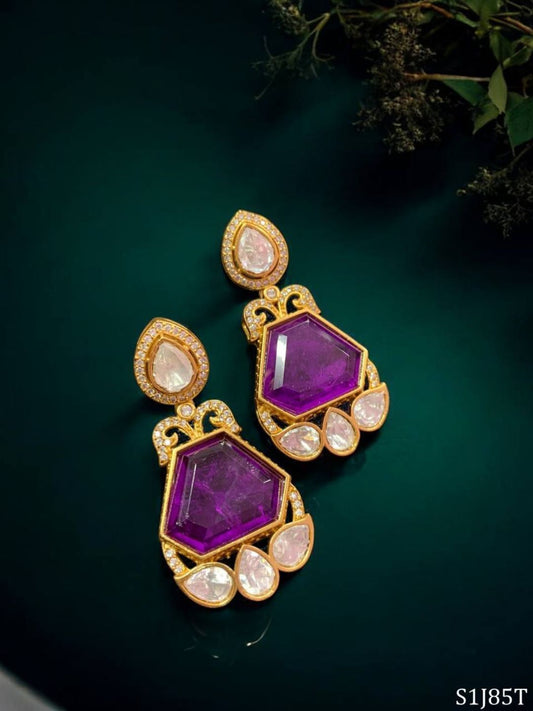 ESHITA PURPLE KUNDAN DANGLERS