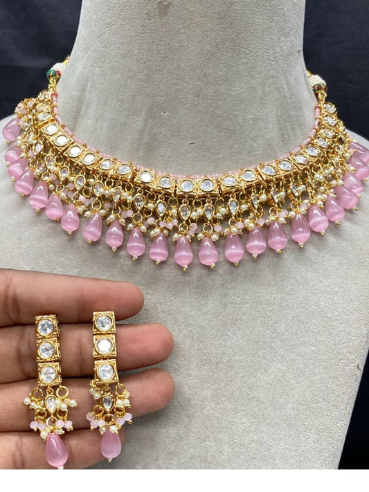 SIMAR PINK KUNDAN JEWELLERY SET