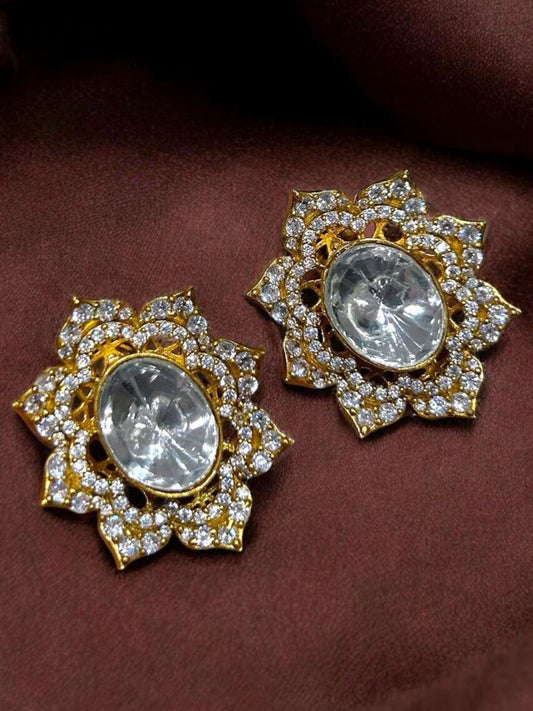 FLOWER SHAPED KUNDAN STUDS