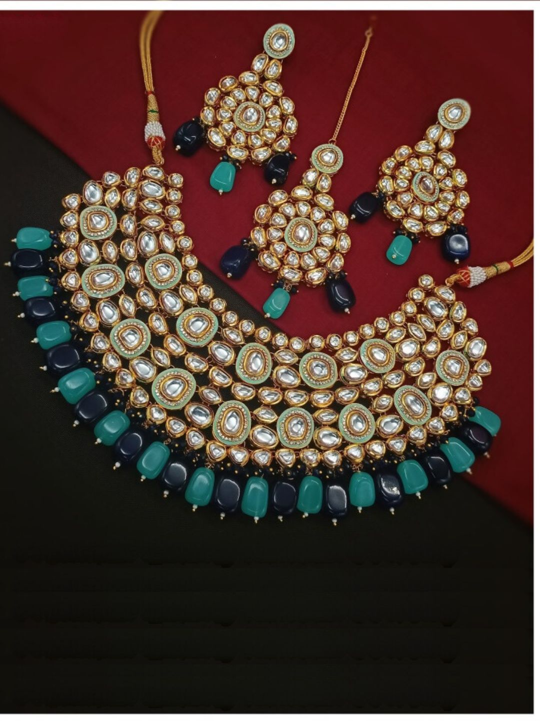 CHAND BLUE KUNDAN JEWELLERY SET