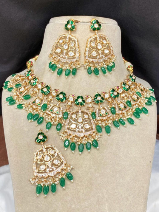 MIRA EMERALD KUNDAN JEWELLERY SET