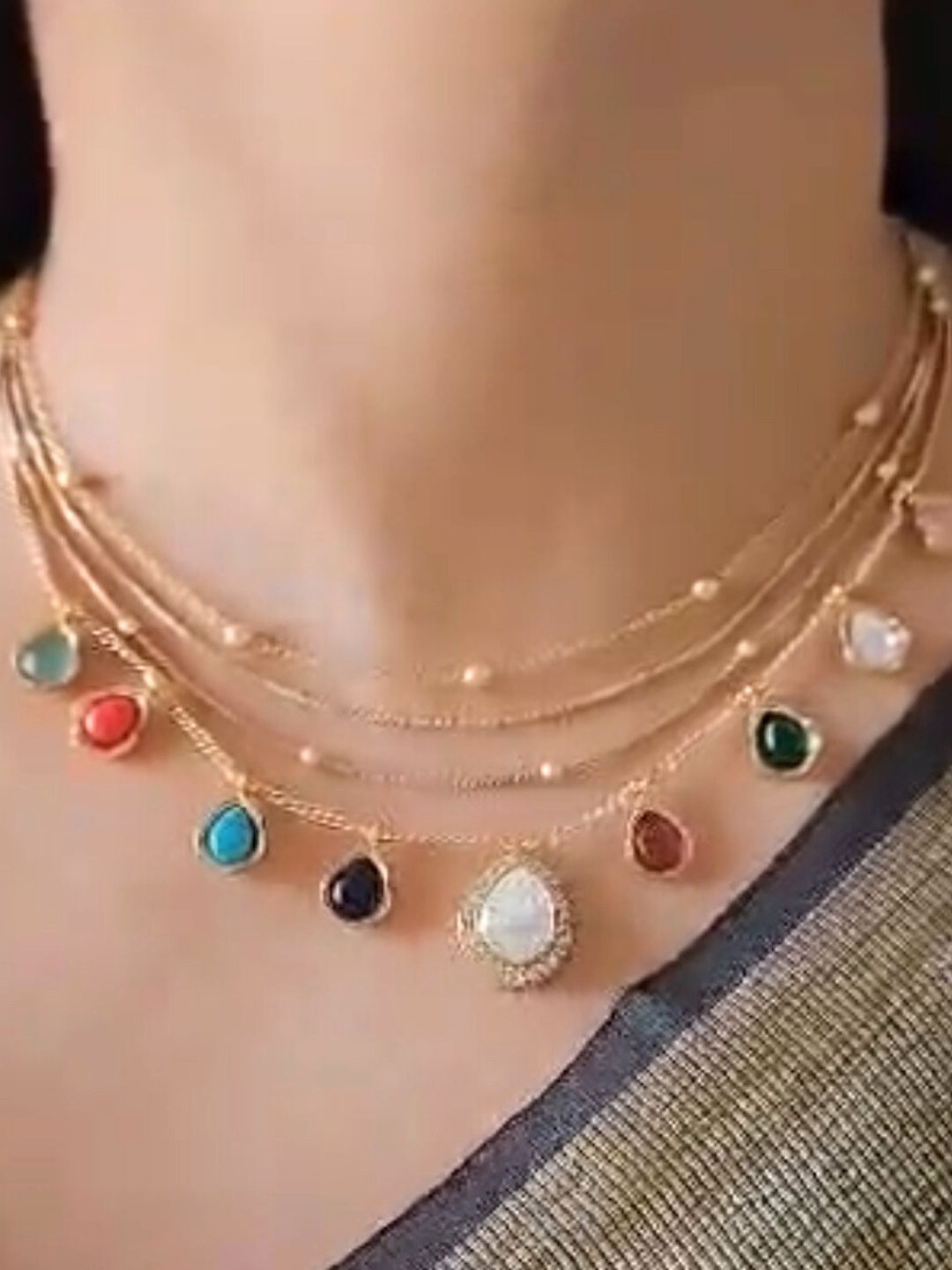 ANUJA NAVRATNA POLKI JEWELLERY SET