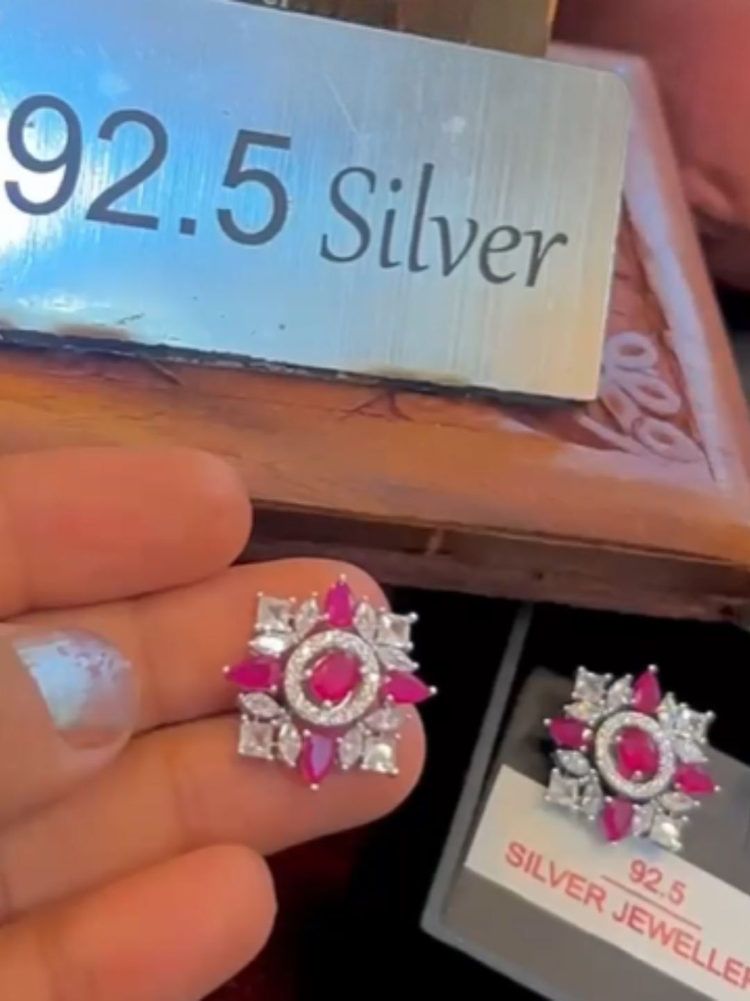 FIONA PINK 92.5 SILVER STUDS