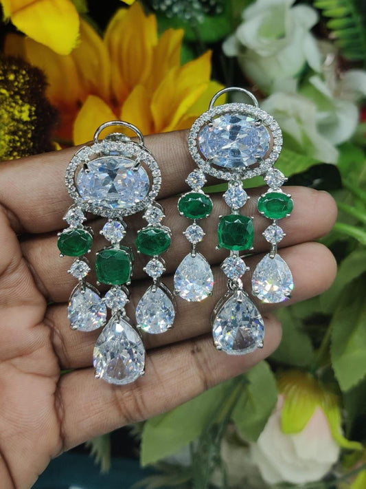 BAHEERA EMERALD ZIRCONIA DANGLERS