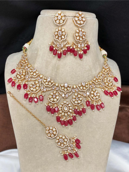 HOLIKA RUBY KUNDAN JEWELLERY SET