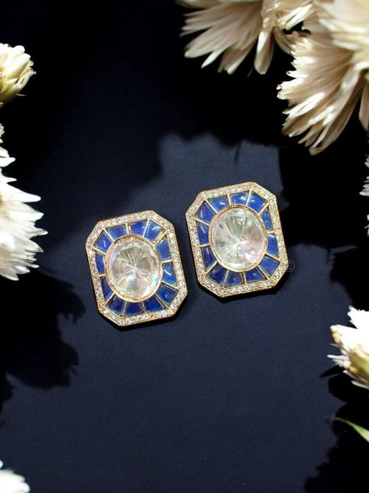 MARIELLA NAVY KUNDAN STUDS