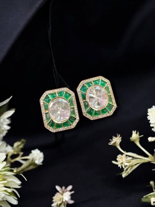 MARIELLA EMERALD KUNDAN STUDS