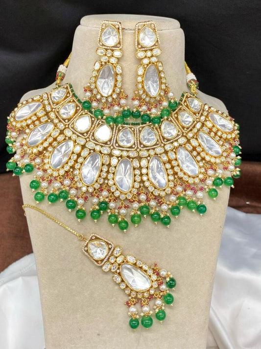 PANNA GREEN KUNDAN JEWELLERY SET