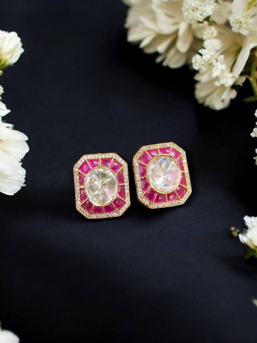 MARIELLA PINK KUNDAN STUDS