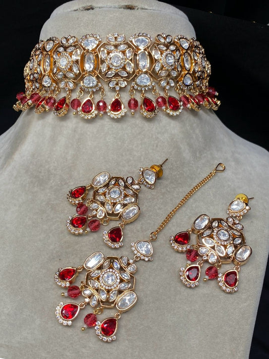 MANTRA RUBY KUNDAN JEWELLERY SET