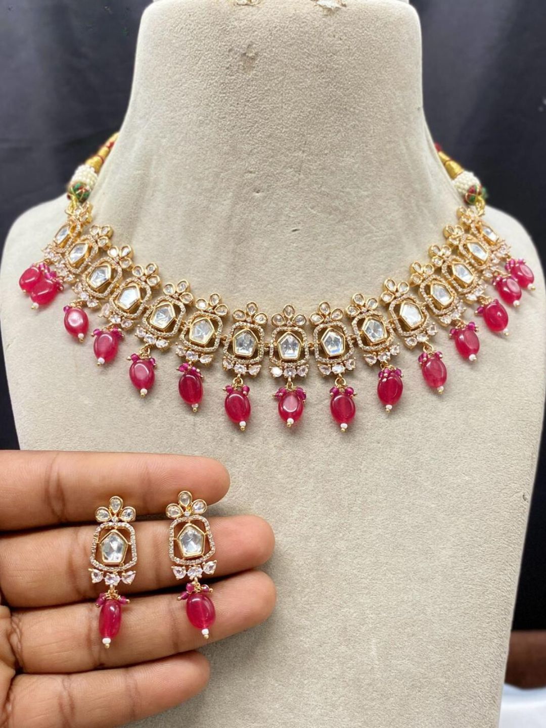 KALINDI RUBY KUNDAN JEWELLERY SET