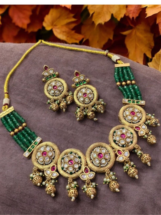 TARINI ROYAL GOLD RAJWADI JEWELLERY SET