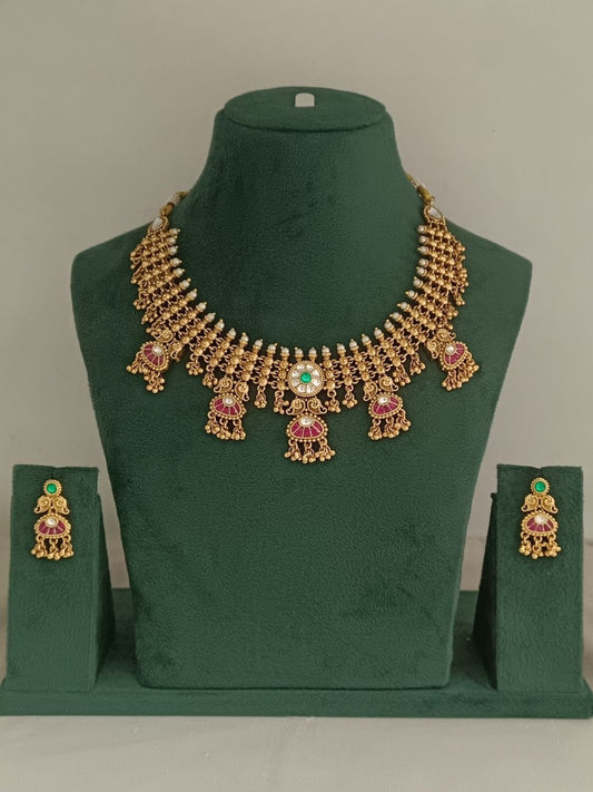 ZAKIA GOLD RAJWADI JEWELLERY SET