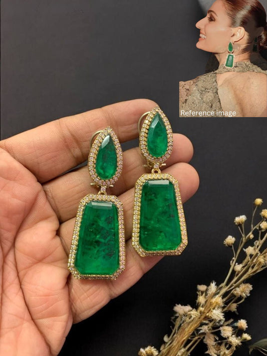 ATHIYA INSPIRED EMERALD ZIRCONIA DANGLERS