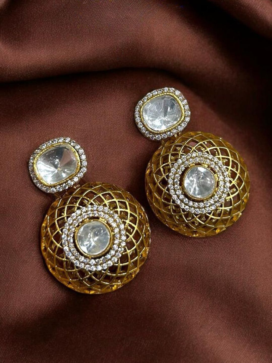 ANTIQUE FINISH KUNDAN EARRINGS