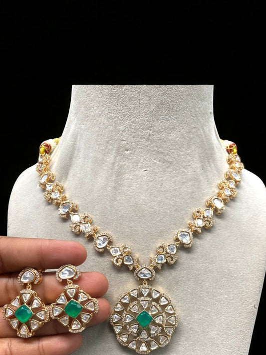 ELINA MINT KUNDAN JEWELLERY SET