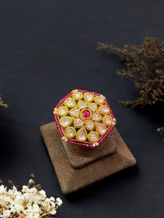 VIBRANT KUNDAN ADJUSTABLE RING