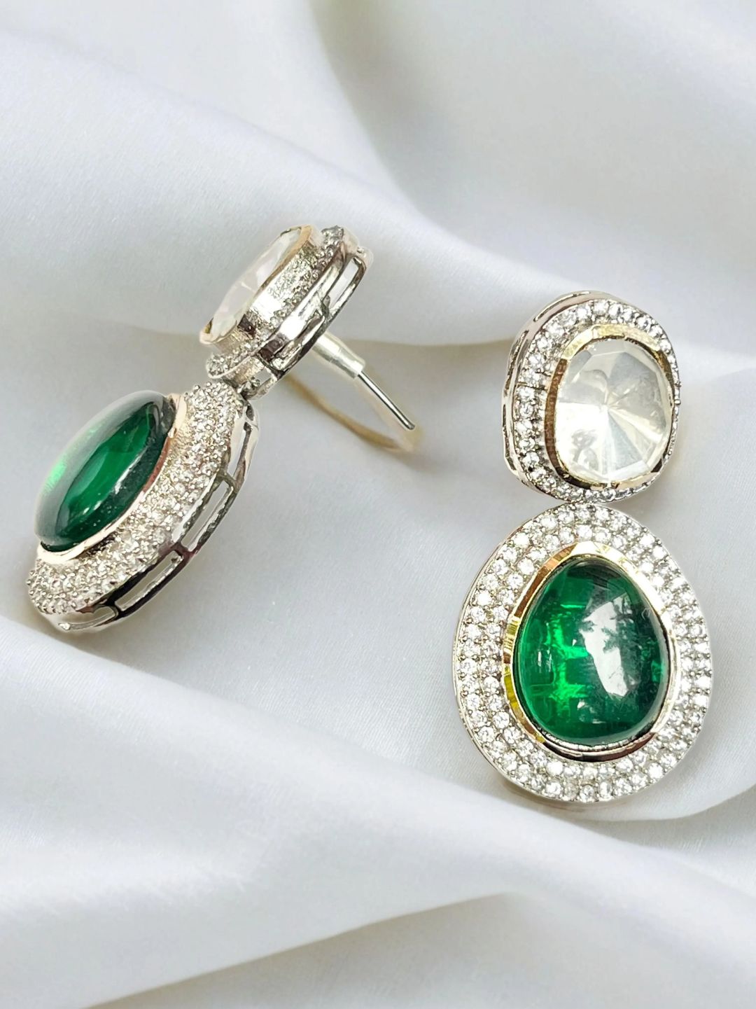 JHEEL GREEN KUNDAN EARRING