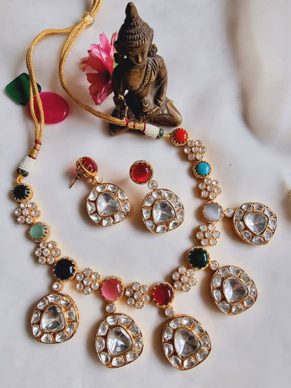 ELINA NAVRATNA KUNDAN JEWELLERY SET