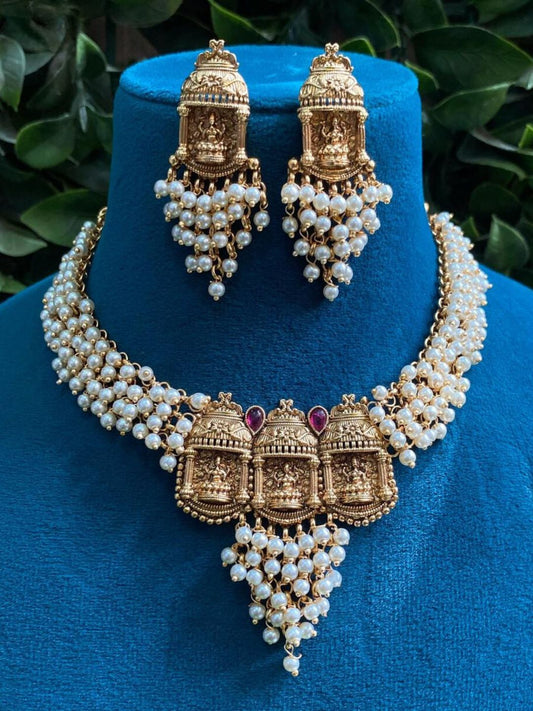 AAYUSHI WHITE PEARL TEMPLE JEWELLERY