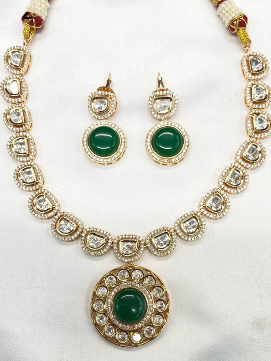 AIDA EMERALD KUNDAN JEWELLERY SET