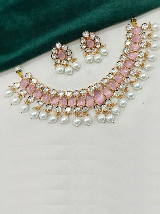 MIHIKA PINK KUNDAN NECKLACE