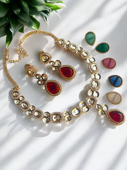 HEENA MUTLTICOLOR KUNDAN JEWELLERY SET