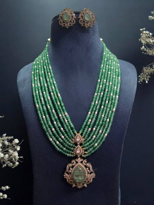 NEERA EMERALD KUNDAN JEWELLERY SET